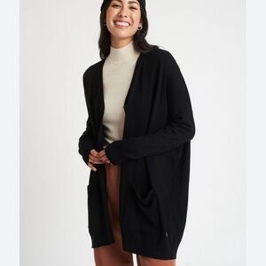 Kit and Ace Travel On Black Merino Wool Cardigan Sweater M L Business Casual